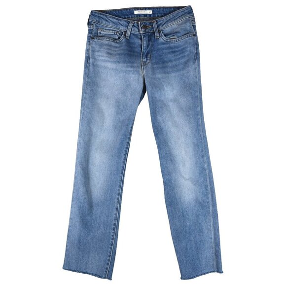 Levi’s 714 Straight Leg Jeans Size 27 Light Wash Raw Hem Y2K Casual - Picture 1 of 10